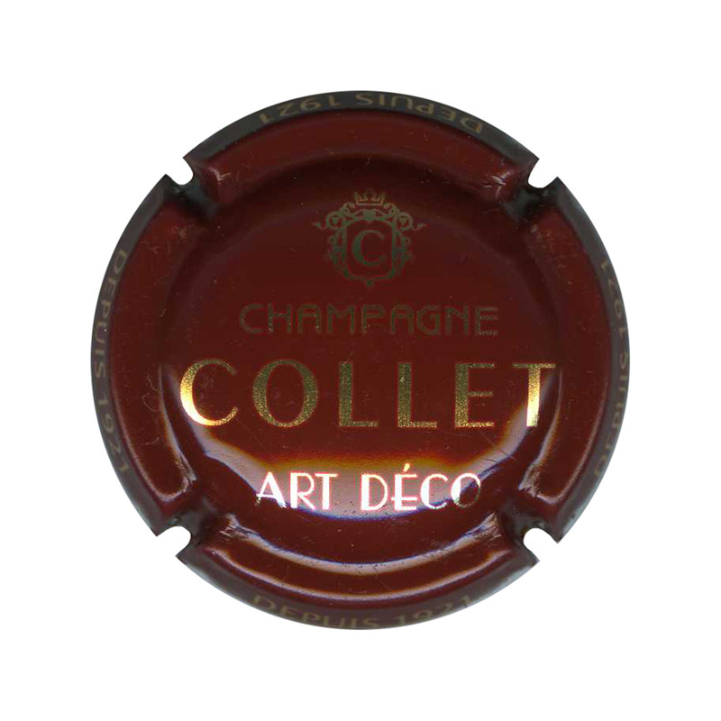 COLLET : Art Déco, bordeaux foncé et or verso métal
