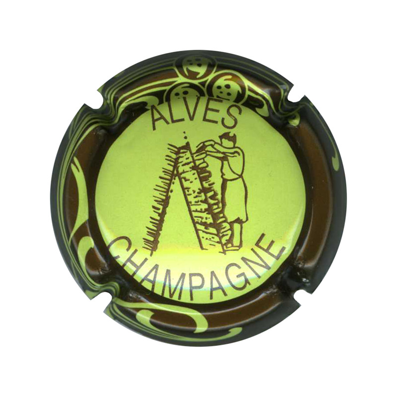 ALVES n°32e vert pâle contour marron